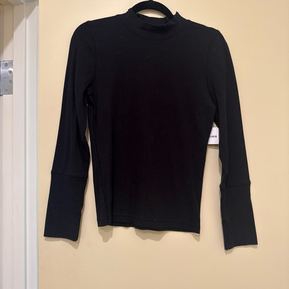 Free People Black Long-Sleeve Mock Neck Top